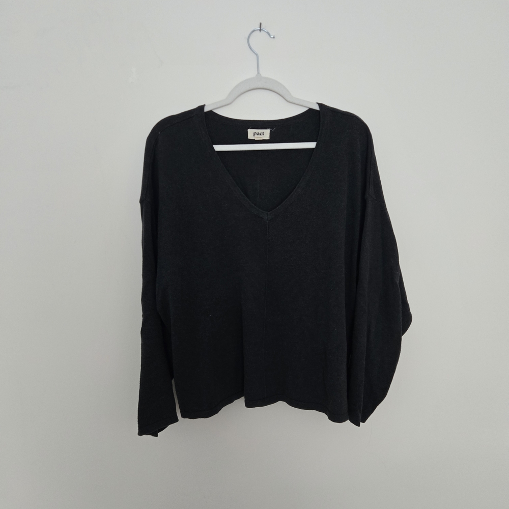 Pact Women's Black V-Neck Sweater